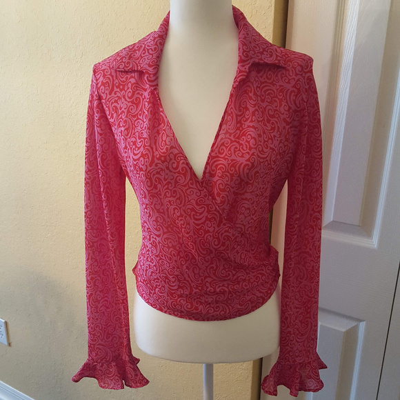 Women's Red/Pink Wrap Top 0021 - Picture 1 of 5